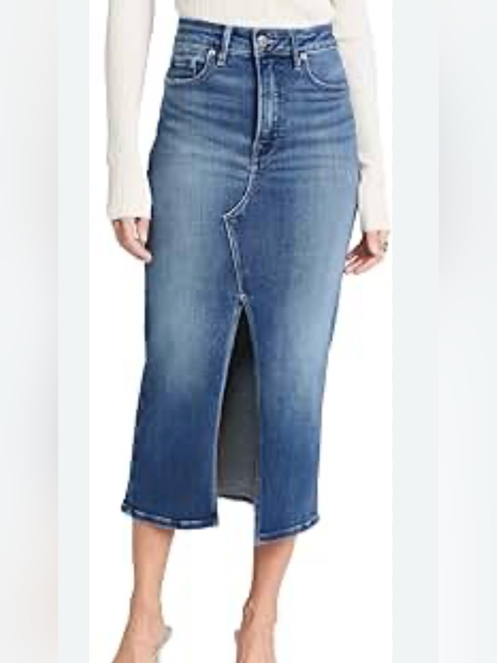 GAP Blue Denim Straight Midi Skirt with Front Slit Size 29